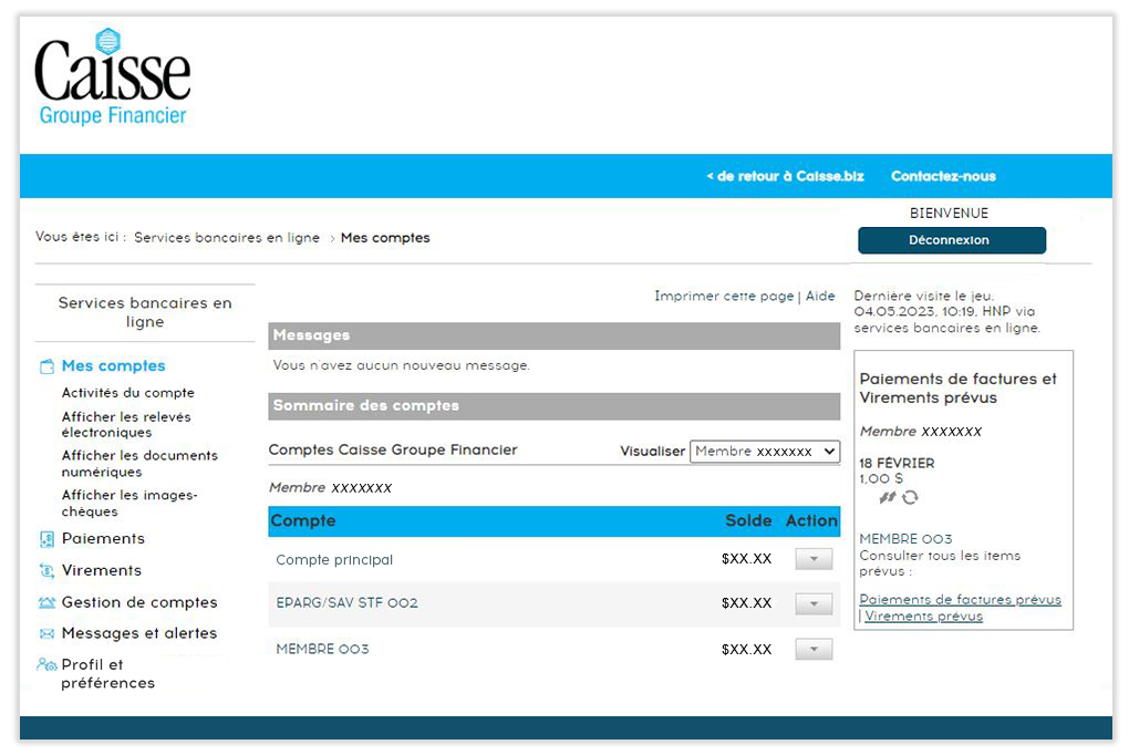 Changements au système bancaire en ligne